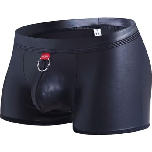 Sexy Mens Boxers Underwear Brand Penis Erotic Mens Underpants Gay Men Boxer Shorts Sissy Panties Leather Male Lingerie