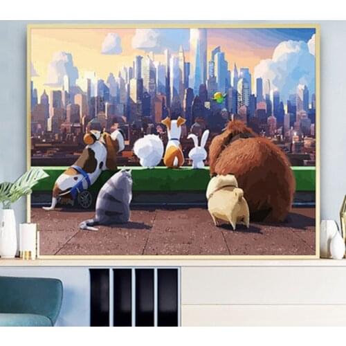 Painting By Numbers DIY Cartoon Pet Secret 2 Handmade Gift Paint By Number Canvas Kits Figure Acrylic Paint