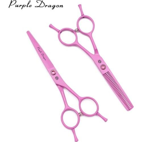 Scissors For Hairdresser 5.5" Purple Dragon JP Stainless Cutting Scissors Thinning Shears Barber Scissors With Finger Rest 1012