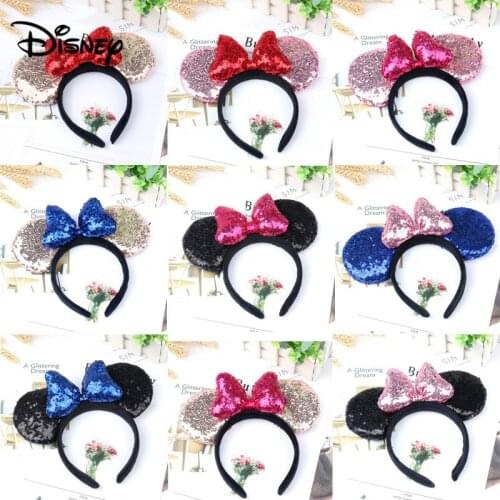 Disney Mickey Headband Minnie Stereo Sequins Bow Headband Mickey Mouse Sequins Headband