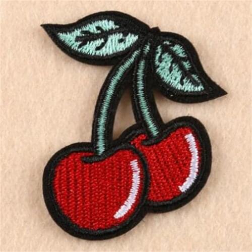 Clothing diy embroidery iron on patch deal with it cherry fruit biker patches for clothes girl stickers fabric free shipping