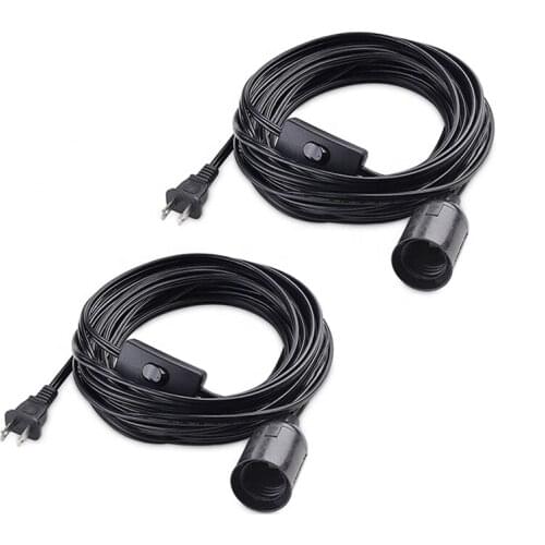 ANNXIN Original Switch Cable Accepts Custom Size Hanging Light Cord (Light Socket with Cord) with On Off Toggle Switch in Black