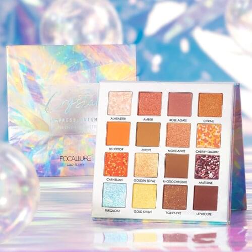 FOCALLURE Crystal Eyeshadow Palette 16 Colors Sprinkles Shades of Palette High Pigmented Eye Shadow Makeup