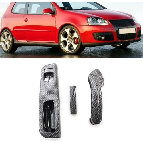 Switch Bezel Passenger Door Pull Handle ABS Carbon Interior Door Window Panel for Golf MK4 2-Dr LHD Driver Door Window