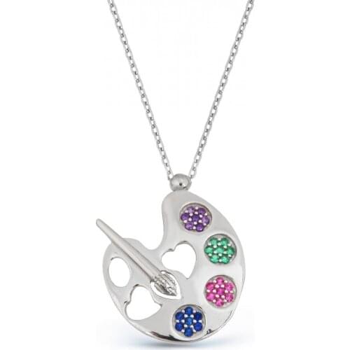 Argentum Concept-Zircon Cubic Zirconia 925 Sterling Silver Picture Palette Pendant