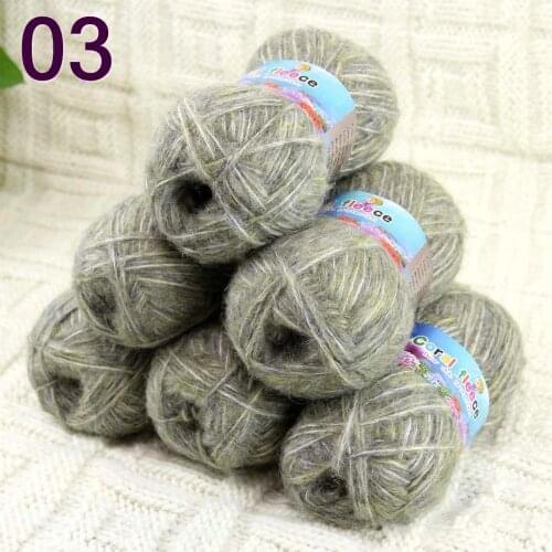 Sale 6SkeinX50gr Luxury Fluffy Soft NEW MOHAIR Shawls Hand Knit Crochet Yarn Grey 822-03-6