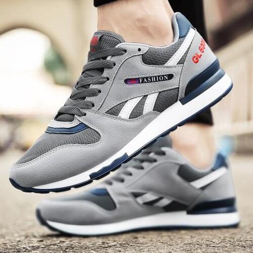 Plus Size Summer Rubber Sole Mens Running Shoes 2021 Sport Shoes Men Sneakers for Sports Gray Athletic Tennis Krasaovki E-838