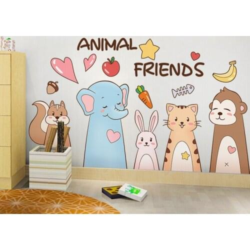 [shijuekongjian] Cartoon Wall Stickers DIY Long Body Animals Mural Decals for Kids Rooms Baby Bedroom House Decoration