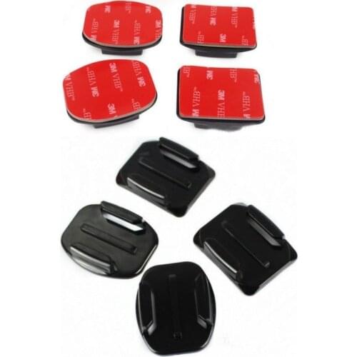 SJ4000 Helmet Mount Flat Mounts+Curved Mounts+3M Adhesive Pads VHB For Xiaomi yi 4K 4K+ Mijia Mini Gopro Hero7 6 5 3 EKEN H9 C30