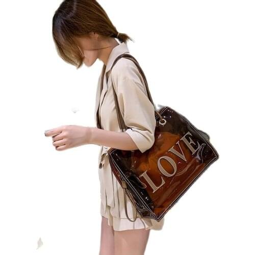 2020 fashion women bag pvc summer bags New Letter Transparent Bag One-shoulder Hand-held Large Volume Jelly Bag Mother Bag