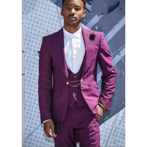 TPSAADE Popular One Button Groomsmen Peak Lapel Groom Tuxedos Men Suits Wedding/Prom Best Man Blazer ( Jacket+Pants+Vest+Tie)