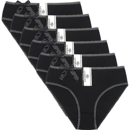 CURRADA 6pieces/lot black panties plus size cotton underwear women briefs lingerie solid panty female intimate XXL XXXL XXXXL
