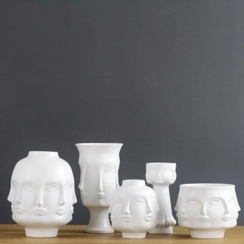 Vase Decoration Home Flower Vase Ceramic Nordic White Face Flower Pots Ornaments Decoration Home Planter Plant Vases Plant Pots