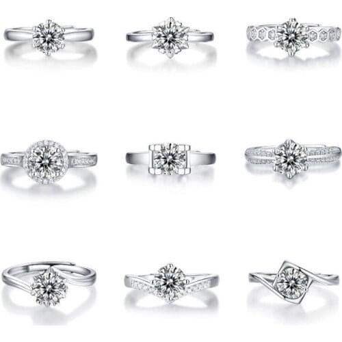 YaYI Jewelry Princess Cut 2 CT White Zircon Silver Color Engagement Bright Wedding Heart Adjustable Lovers Party Rings Gifts
