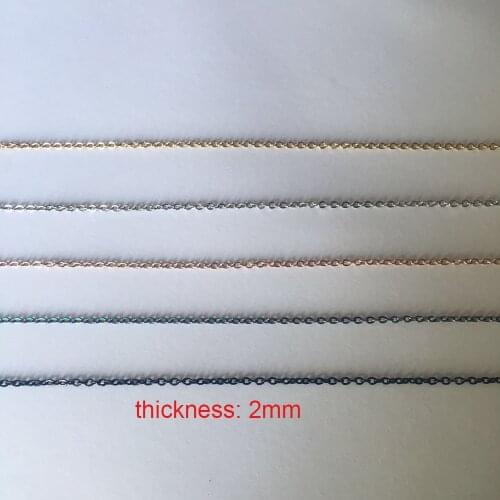 10pcs/lot Stainless Steel 5 Colors 2mm Thickness Cable Chain Necklace Lobster Clasp DIY Chain Neckalces Accessories 45cm