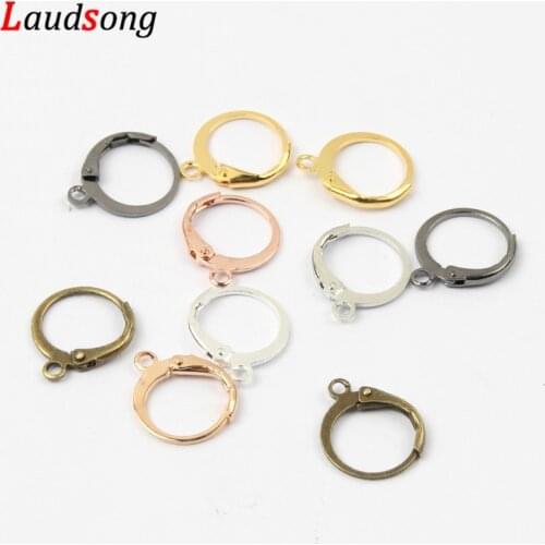 20pcs 14*12mm Rhodium Gold Bronze French Lever Earring Hooks Wire Settings Base Hoops Earrings For DIY Jewelry Making Supplie