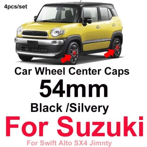 4pcs/set Car Styling 54mm Black/Silvery Wheel Hub Cover Auto Badge Rims Wheel Center Caps 5.4CM for Suzuki Swift Alto SX4 Jimnty