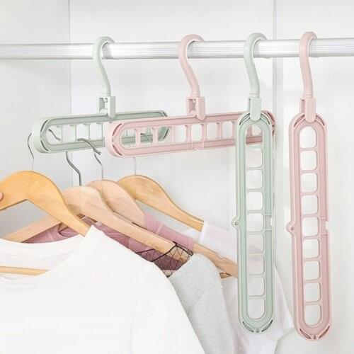 5 In 1 Wardrobe Storage Drying Rack Plastic Folding Hook Closet Clothes Pants Organizer Magic Multi-port Support Clothes Hanger