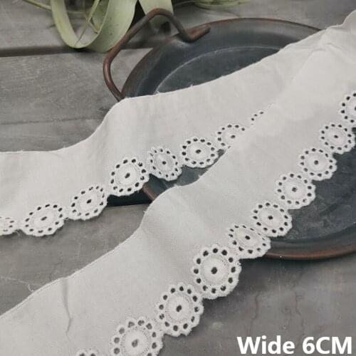 6CM Wide Beige Cotton Hollow Embroidery Guipure Lace Material Collar Neckline Trim Ribbon DIY Clothes Curtain Fabric Decoration