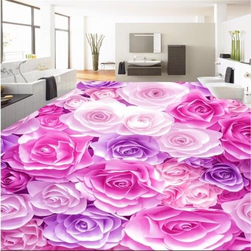 Beibehang Large Custom Wallpaper Mural Romantic Rose Sea Living Room 3D Floor Tile papel de parede 3d wallpaper