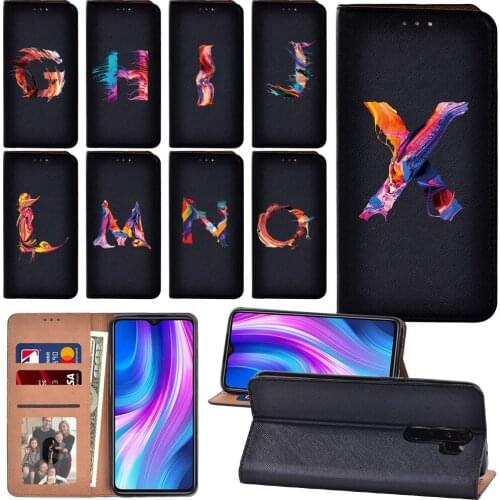 Paint Series Flip Case for Redmi Note 8T/8 Pro/9/9S/9 PRO/9 PRO MAX/10X (4G) Initial Name Pattern Luxury Phone Cover Case