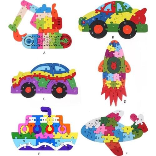 Kids Wood Transportation Vehicle Puzzle Self-enhancement in Entertainment Novelty Kindergarten Assemble Jigsaw Toys