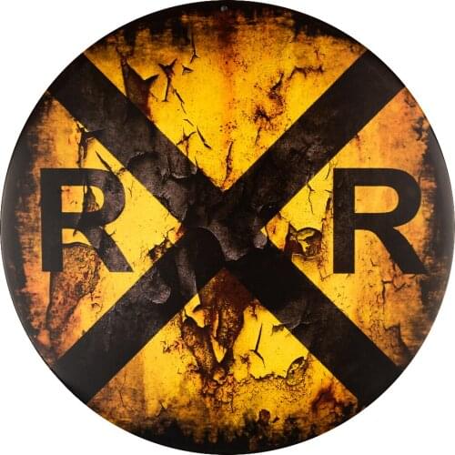 DL-Vintage Railroad Crossing Wholesale Novelty Metal Circular Sign