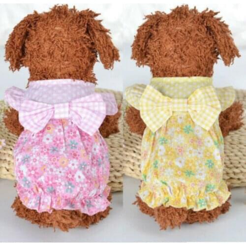 For Teacup Summer Dog Cat Dress Clothing For Dogs Pet Cats Dog Clothing All Season Flower Bow Dog Dresses
