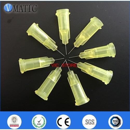 Free Shipping Non Sterilized Yellow Color 100Pcs 32G 1/4'' Inch Stainless Steel Dispensing Screw Syringe Needle Tips