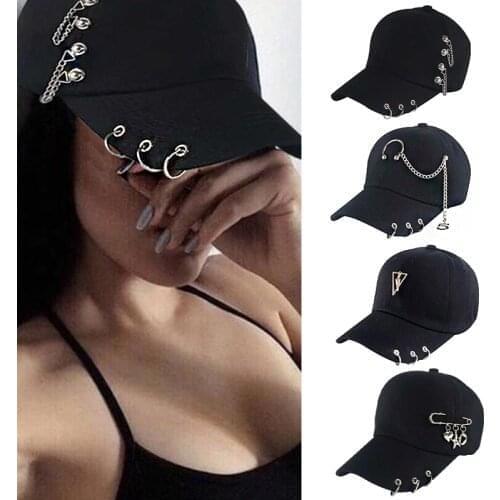 DT011 Dad Hat Creative Piercing Ring Baseball Cap Punk Hip Hop Caps Cotton Adult Casual Solid Adjustable Unisex Caps Snapback
