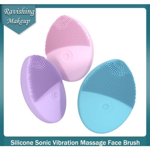 Electric Face Cleansing Brush Mini Silicone Sonic Vibration Facial Cleaning Brush USB Rechargeable Pores Cleaner Skin Massage