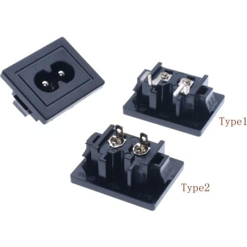 IEC 60320 large size C8 inlet power connector solder, PCB mount and Snap-in version