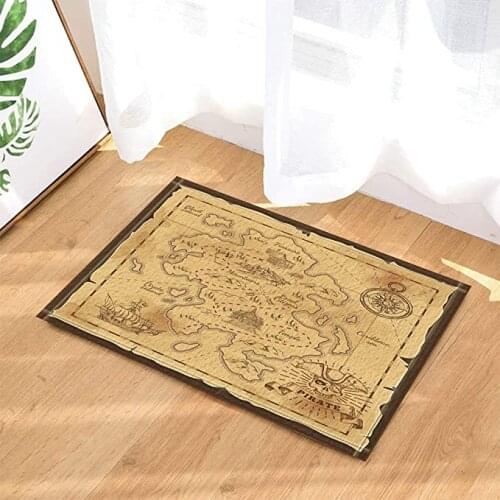 Treasure map and pirate emblem sailing compass Bathroom carpet non-slip door mat living room childrens carpet bathroom accessor