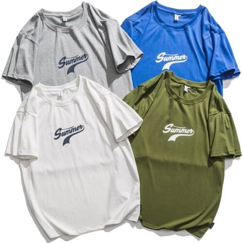 Summer 2021 letterprint T-shirt Mens turtleneck versatile casual top Young fashion mens T-shirt