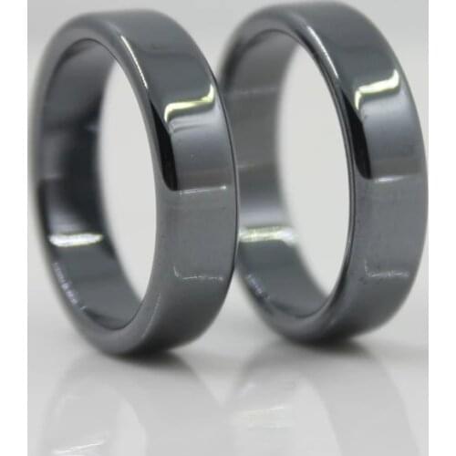 Fashion Simple Natural Black Hematite Ring For Men Women High Quality Not Magnetic Smooth Hematite Finger Ring Jewelry Wholesale