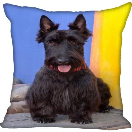 Pet Dog Aberdeen Terrier Pillowcase Satin Fabric Pillow Cover Square Zipper Pillow Cases Home Office Wedding Decorative 40x40