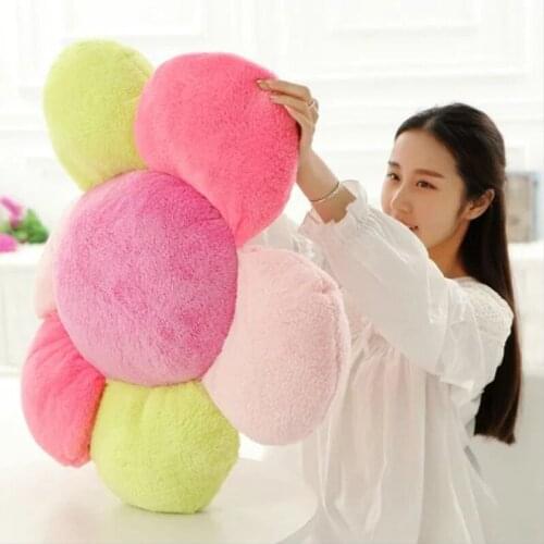 New 60cm Sunflower Pillow Soft Flower Stuffed Doll Colorful Plush Toy Sofa Cushion Gift Home Decoration
