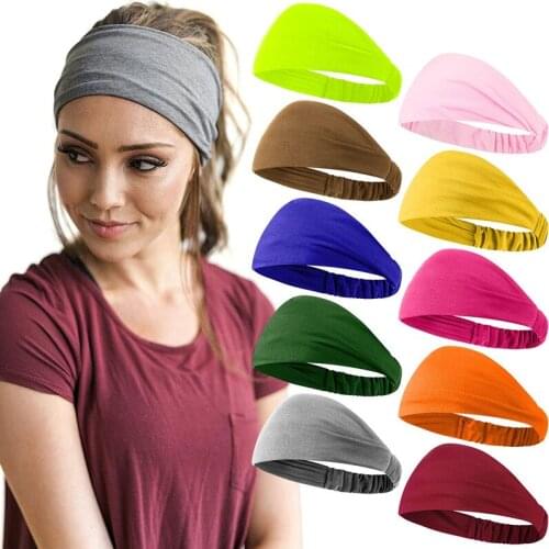 Solid Cotton Elastic Wide Headband For Women Yoga Workout Running Bandana Turban Accessories Girls Hair Bands Headwrap Bandage