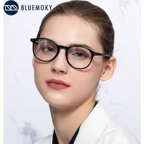 BLUEMOKY Acetate Round Glasses Frames Men Women Ultralight Retro Anti Blue Light Myopia Optical Eyeglasses Prescription Eyewear