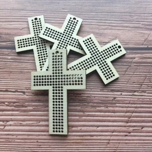 50x diy hand embroidery cross necklace mini wooden cross