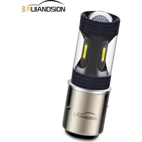 RUIANDSION 1Pcs BA20d Motorcycle Headlight H6 Moped Headlamp Forklift Light LED Bulb1200Lm 10V-32V 12V 24V 6000K 2700K 1860SMD
