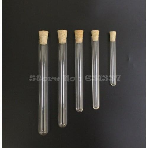 Plastic Test Tube With Cork Stopper 13x100 mm 7ml Clear Like Glass , Food Grade Cork Approved --Pack 50