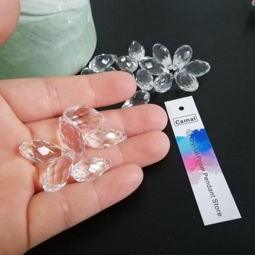 Camal 30pcs 20x10mm Clear Teardrop Water Drop Crystal Pendant Prism Faceted Loose Bead Hanging Craft Part Wedding Party DIY