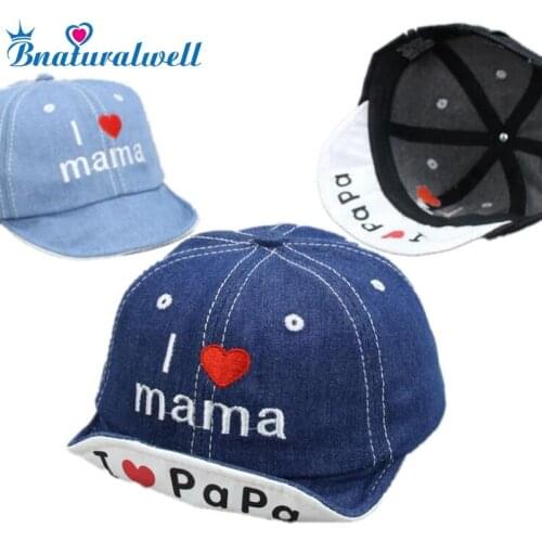 Bnaturalwell I Love Mama Papa Caps Spring Summer Autumn Baby Hat Child Cotton Cap Embroidery Baseball Caps H075S