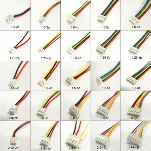 10pcs 1.0mm 1.25mm 1.5mm 2.0 2.54mm 2PIN /3/4/5/6/12P Pin Male PCB Connector SH JST ZH PH XH 2 Pin
