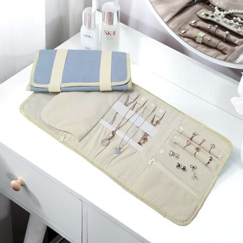 Jewelry Storage Roll Pack Microfiber Portable Jewelry Collection Bag Folding Jewelry Display Dust-Proof Display Jewelry Bag