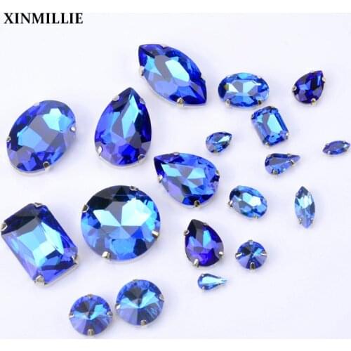 Mix Shape Mix Size Sew Om Crystal Rhinestones Fancy Glass With Metal Claw Settings Wedding Decoration Clothing Accessories