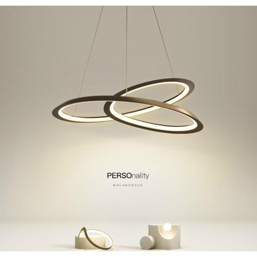 Modern Black Or White Simple LED Chandelier Lighting Livinging Dining Room Creative Hanging Lamp Study Bedroom Metal Luminaires