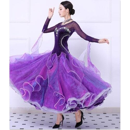 Standard Ballroom Dance Dresses High Quality Stage Purple Flamenco Tango Waltz Dancing Costume Women Ballroom Competition Dress