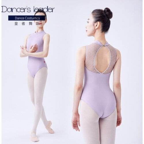 Women Ballet Leotards Stand Collar Bodysuits Adult Lace Splice Dance Wear Ballerina Dance Clothes Gymnastics Leotards